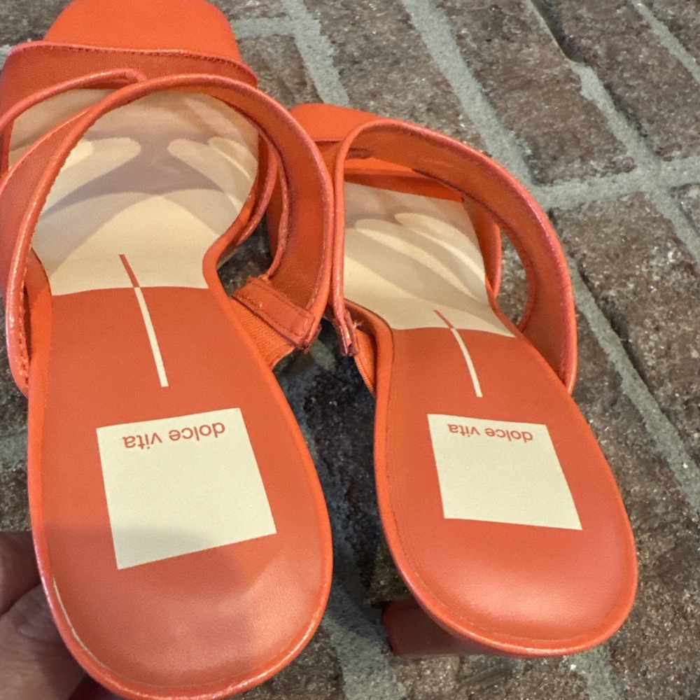 Dolce Vita Womens Sandals Orange Mesh Open-Toe Slide Square Toe Size 7.5 #226 - Picture 13 of 16